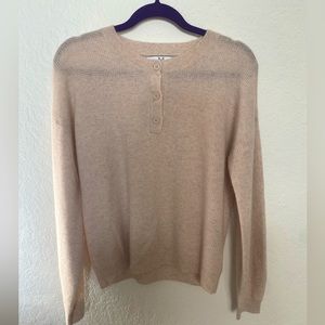 Magaschoni Cream Half-Button Sweater 100% Cashmere